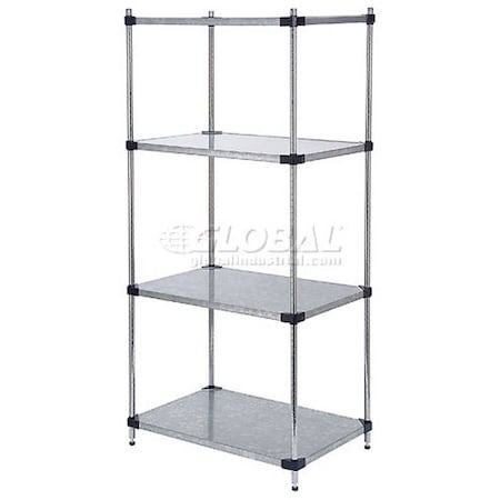 Nexel 5 Tier Solid Galvanized Steel Shelving Starter Unit, 60W x 18D x 63H 18606SZ5